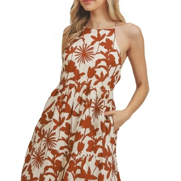 knee length dresses for ladies Woven Sweetheart Neckline Tiered Cami Midi Dress